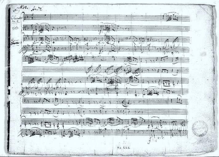Autograph: first page of Mozart Clarinet Trio Kegelstatt